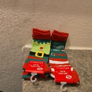 Naughty or Nice Holiday Socks Set  2 Pair - Red & Green Nwt Unisex